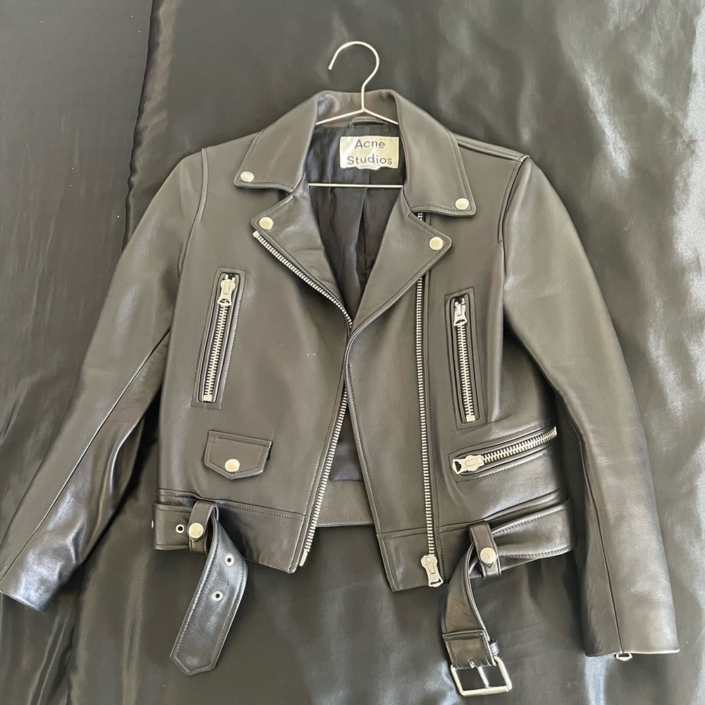 Acne studios black leather jacket